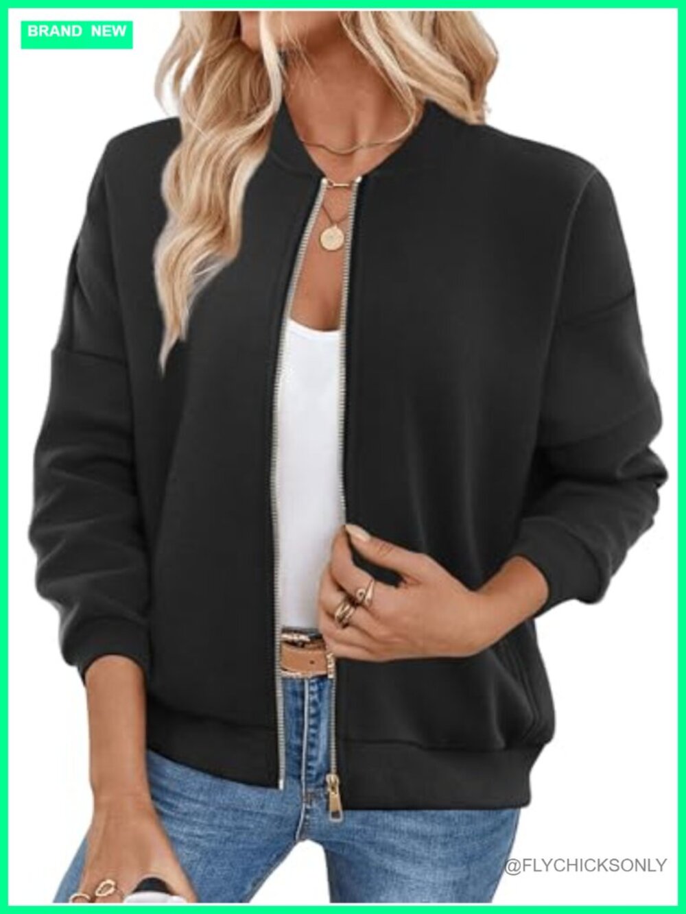 Women's Zip Up Fleece Sweatshirt with Pockets, Long Sleeve Crew Neck Jacket